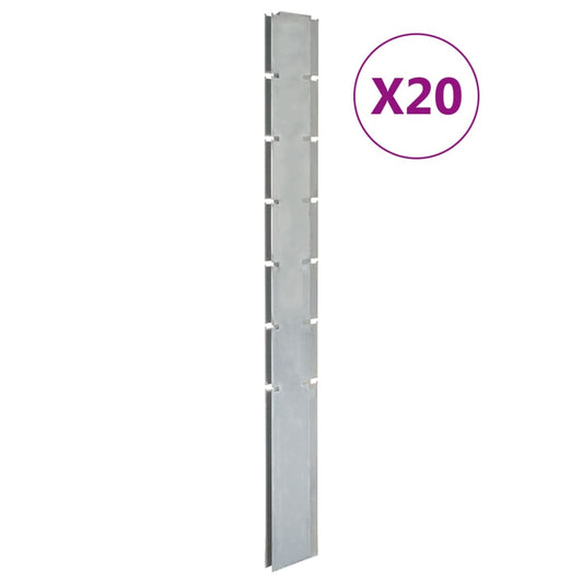 Berkfield Garden Fence Posts 20 pcs Silver 180 cm�_�__Galvanised Steel
