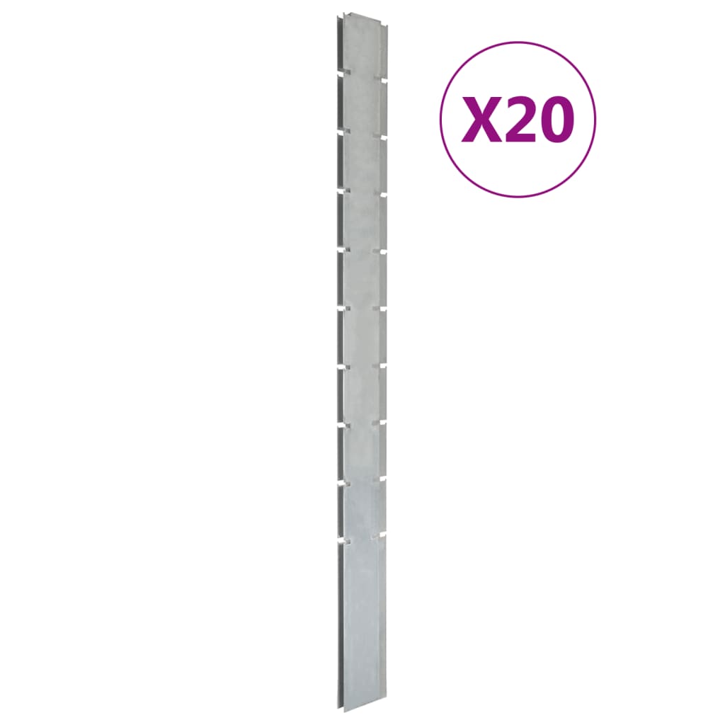 Berkfield Garden Fence Posts 20 pcs Silver 240 cm åÊGalvanised Steel