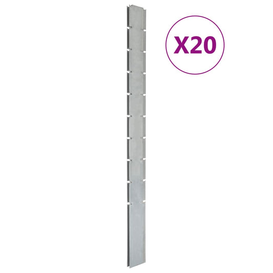 Berkfield Garden Fence Posts 20 pcs Silver 240 cm åÊGalvanised Steel