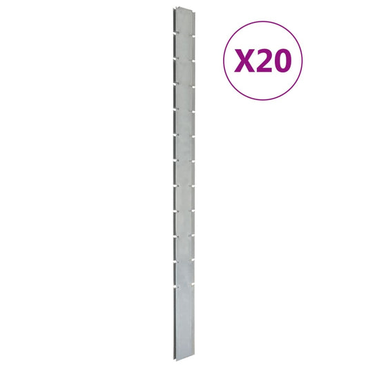 Berkfield Garden Fence Posts 20 pcs Silver 280 cmåÊGalvanised Steel