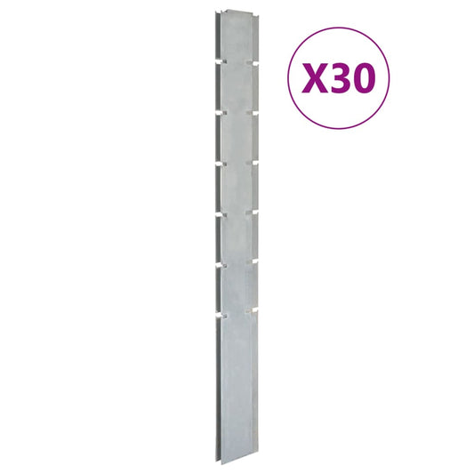 Berkfield Garden Fence Posts 30 pcs Silver 180 cm�_�__Galvanised Steel