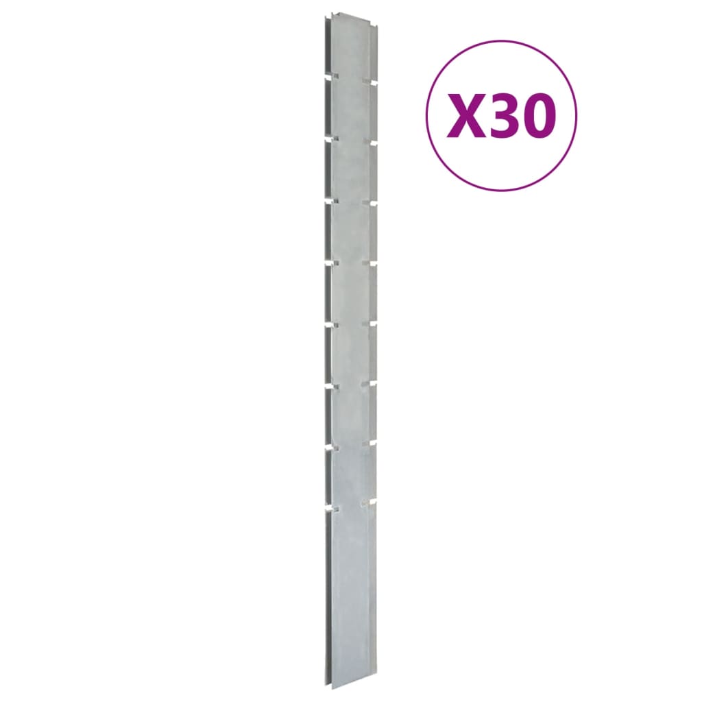 Berkfield Garden Fence Posts 30 pcs Silver 220 cm�_�__Galvanised Steel