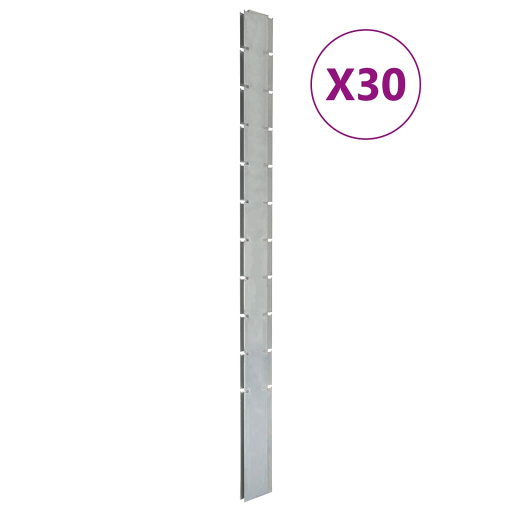 Berkfield Garden Fence Posts 30 pcs Silver 260 cmåÊGalvanised Steel