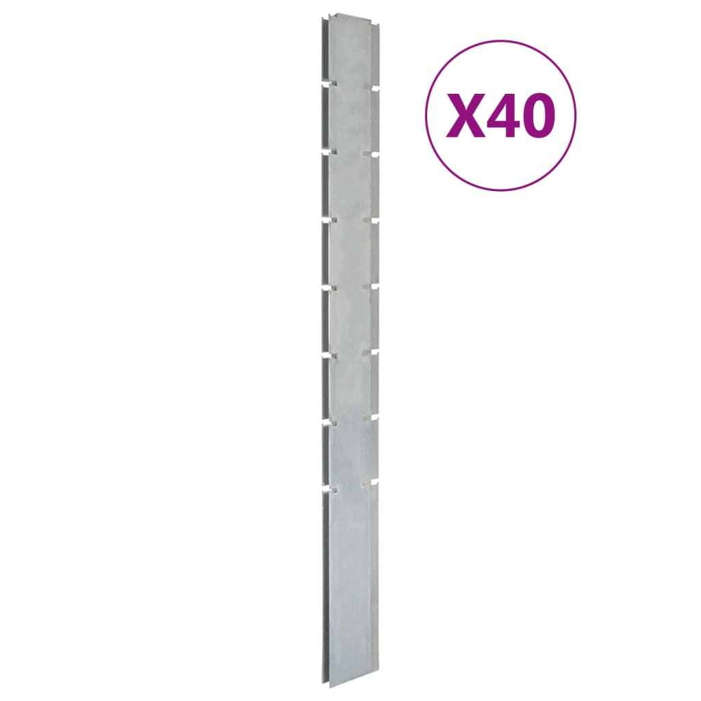 Berkfield Garden Fence Posts 40 pcs Silver 200 cm�_�__Galvanised Steel