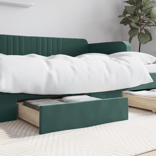 Berkfield Bed Drawers 2 pcs Dark Green Engineered Wood and Velvet