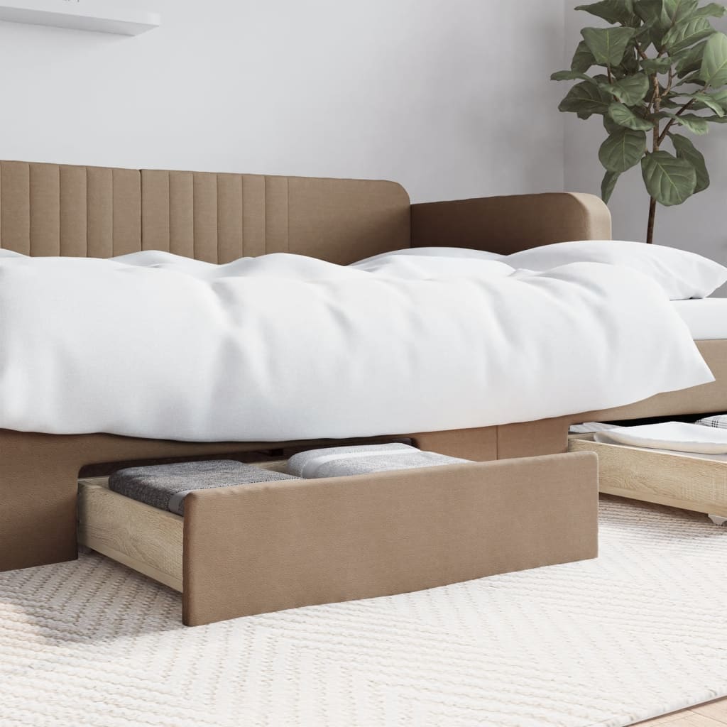 Berkfield Bed Drawers 2 pcs Cappuccino Engineered Wood and Faux Leather