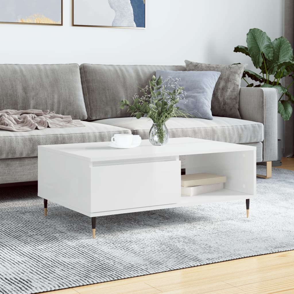 Berkfield Coffee Table High Gloss White 90x60x35 cm Engineered Wood