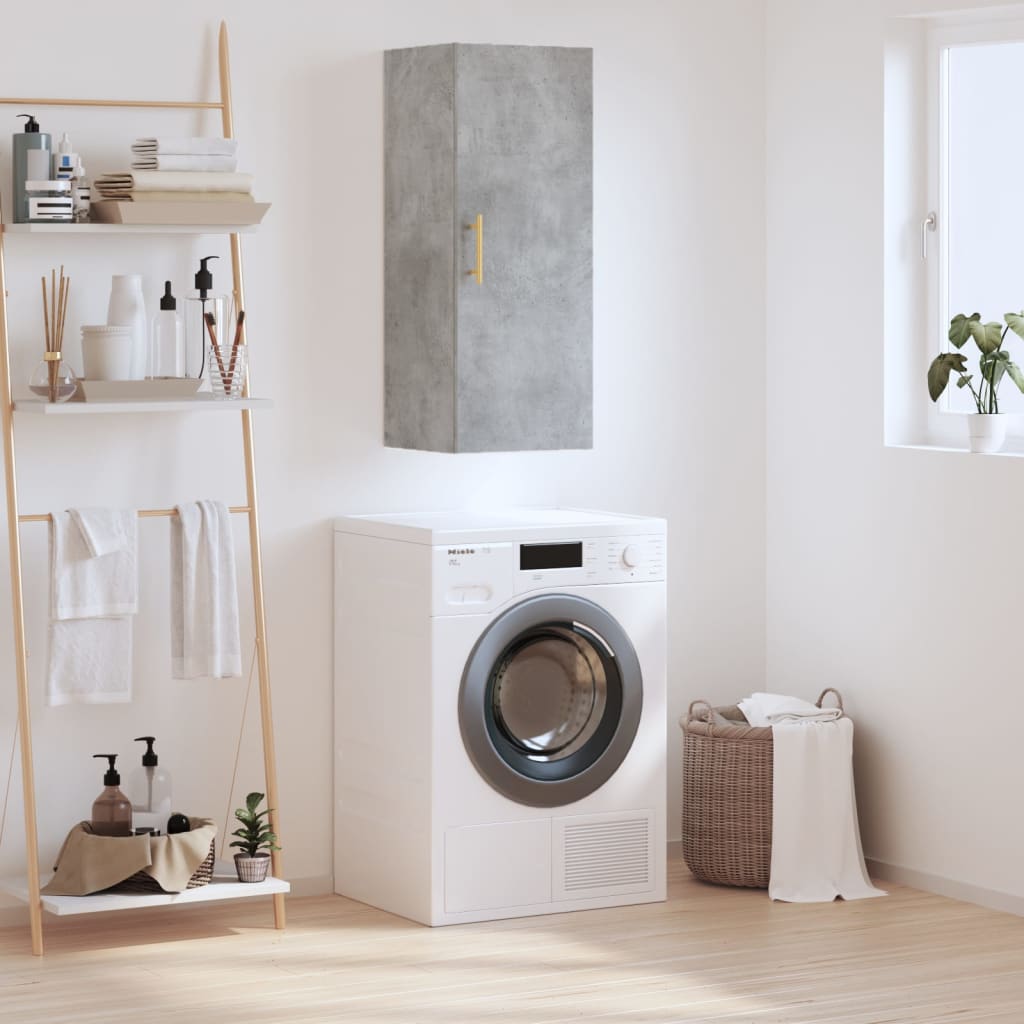 Berkfield Wall Mounted Cabinet Concrete Grey 34.5x34x90 cm