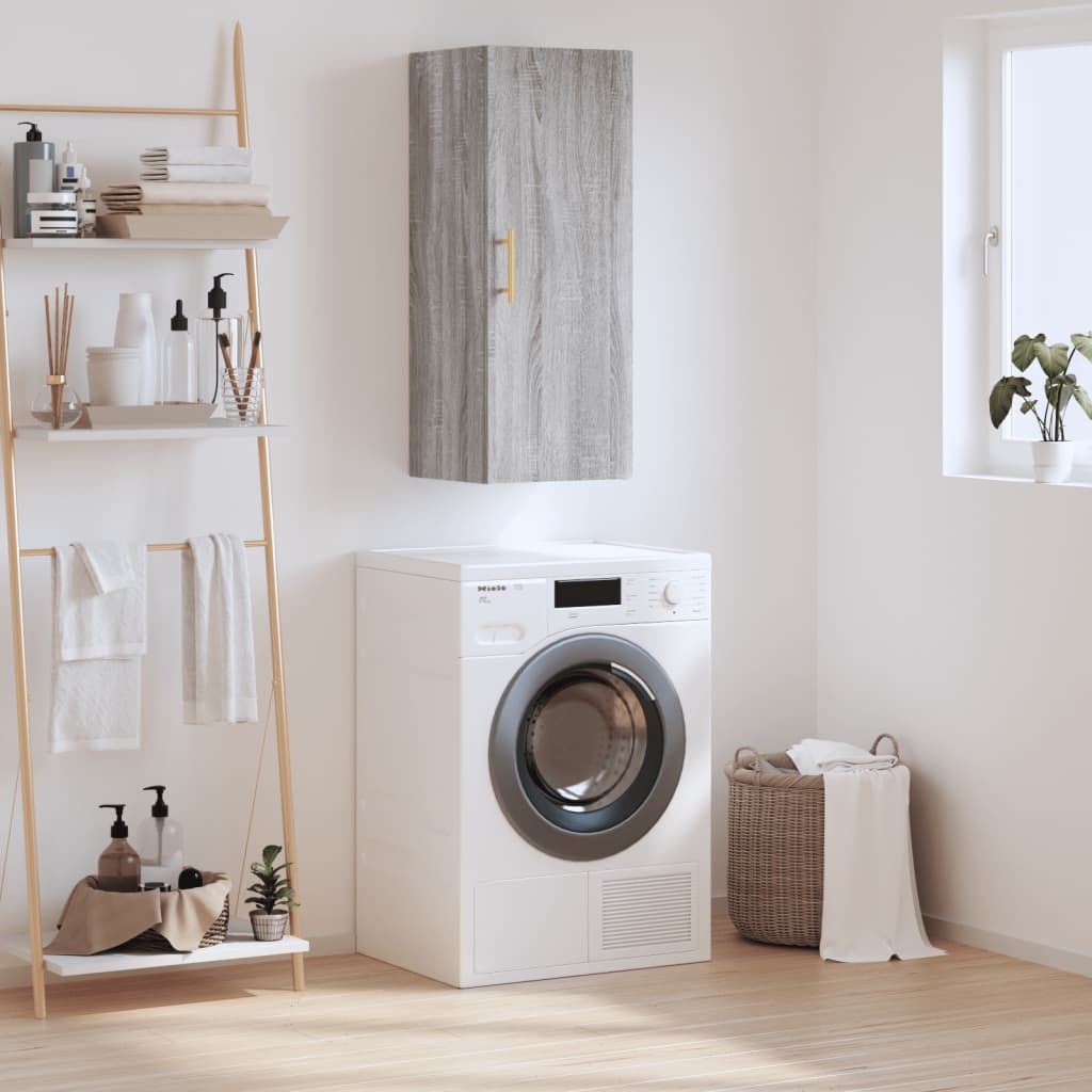 Berkfield Wall Mounted Cabinet Grey Sonoma 34.5x34x90 cm