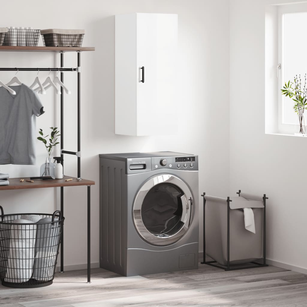 Berkfield Wall Mounted Cabinet High Gloss White 34.5x34x90 cm