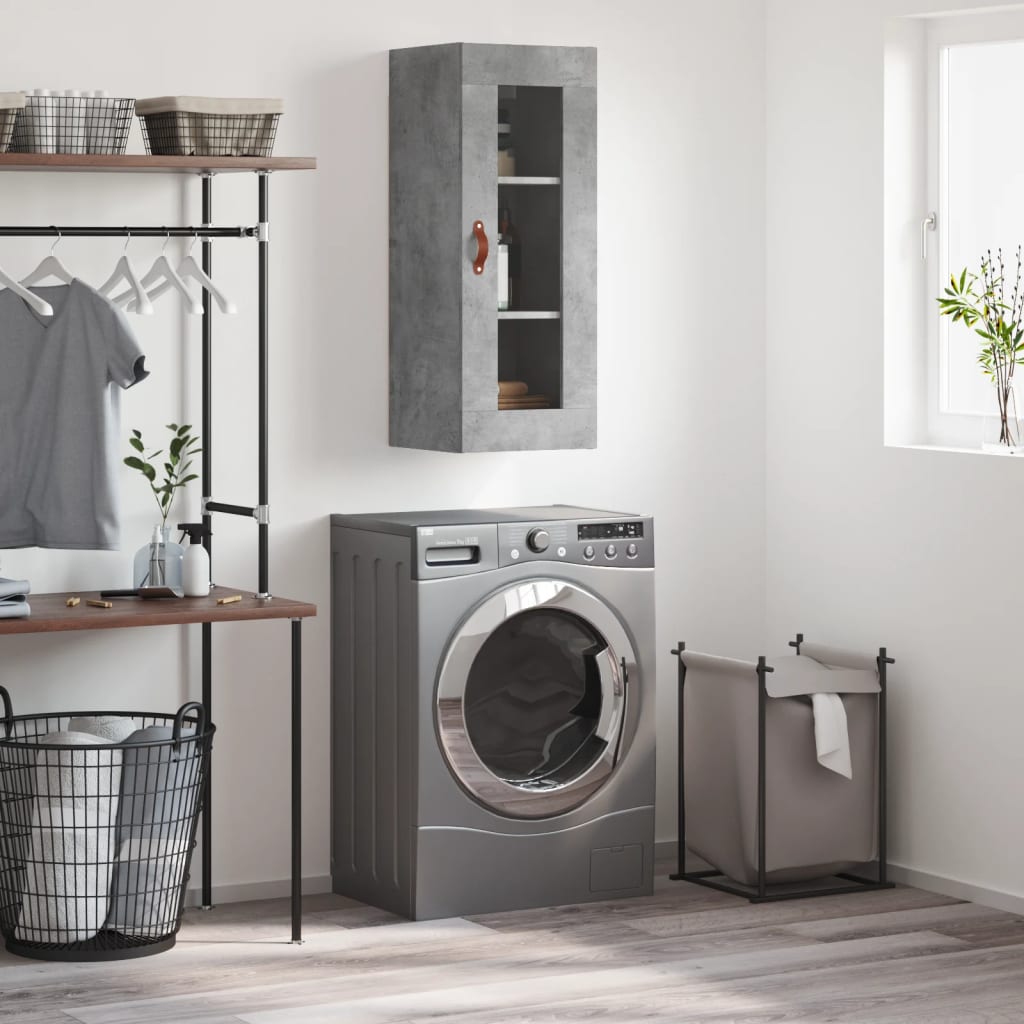 Berkfield Wall Mounted Cabinet Concrete Grey 34.5x34x90 cm
