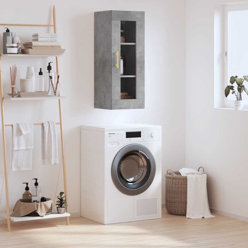 Berkfield Wall Mounted Cabinet Concrete Grey 34.5x34x90 cm