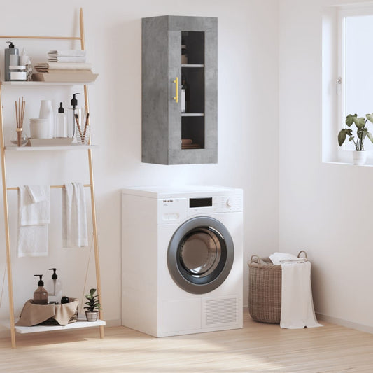 Berkfield Wall Mounted Cabinet Concrete Grey 34.5x34x90 cm