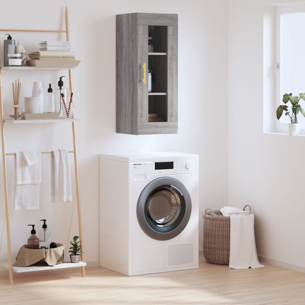 Berkfield Wall Mounted Cabinet Grey Sonoma 34.5x34x90 cm