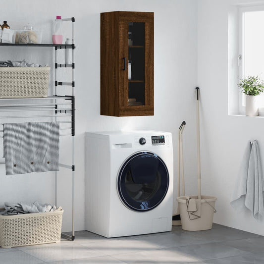 Berkfield Wall Mounted Cabinet Brown Oak 34.5x34x90 cm