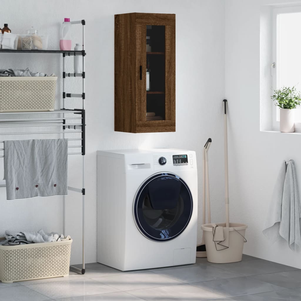 Berkfield Wall Mounted Cabinet Brown Oak 34.5x34x90 cm