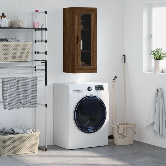 Berkfield Wall Mounted Cabinet Brown Oak 34.5x34x90 cm