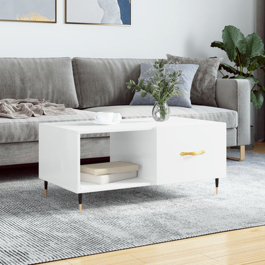 Berkfield Coffee Table High Gloss White 90x50x40 cm Engineered Wood
