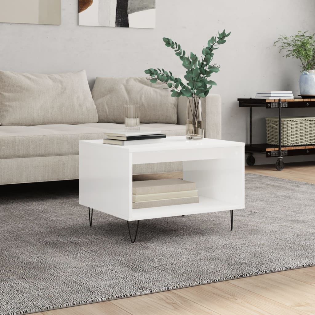 Berkfield Coffee Table High Gloss White 60x50x40 cm Engineered Wood