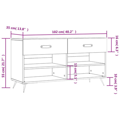 Berkfield Shoe Bench Grey Sonoma 102x35x55 cm Engineered Wood