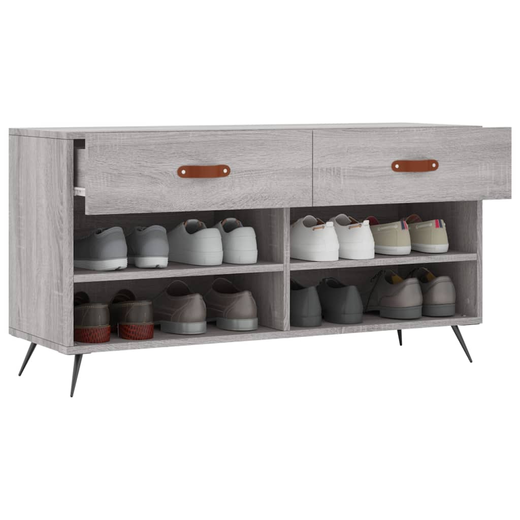 Berkfield Shoe Bench Grey Sonoma 102x35x55 cm Engineered Wood