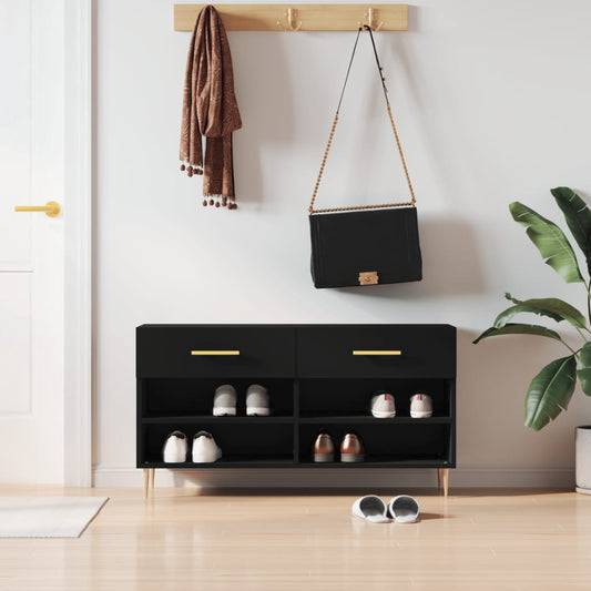 Berkfield Shoe Bench Black 102x35x55 cm Engineered Wood