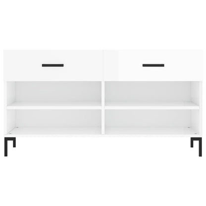 Berkfield Shoe Bench High Gloss White 102x35x55 cm Engineered Wood