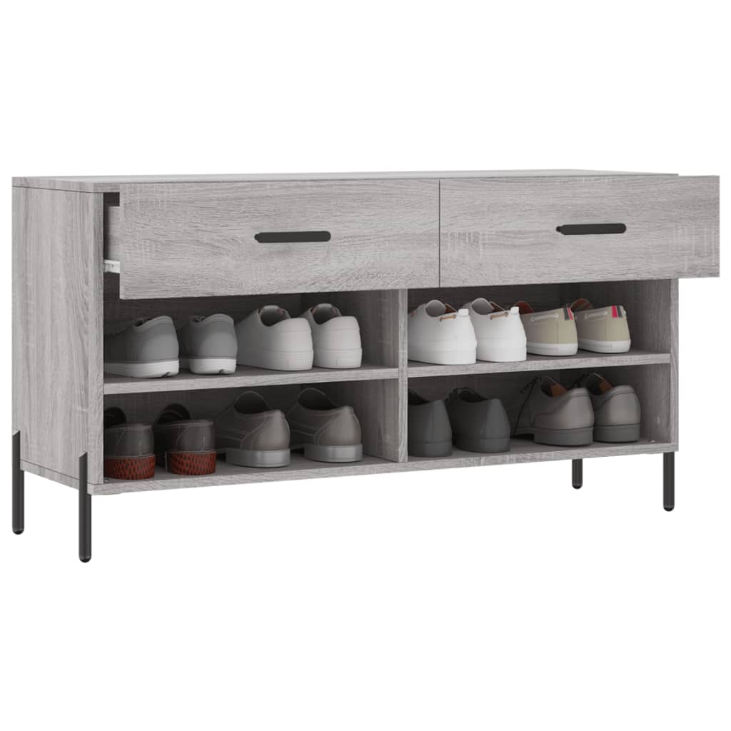 Berkfield Shoe Bench Grey Sonoma 102x35x55 cm Engineered Wood