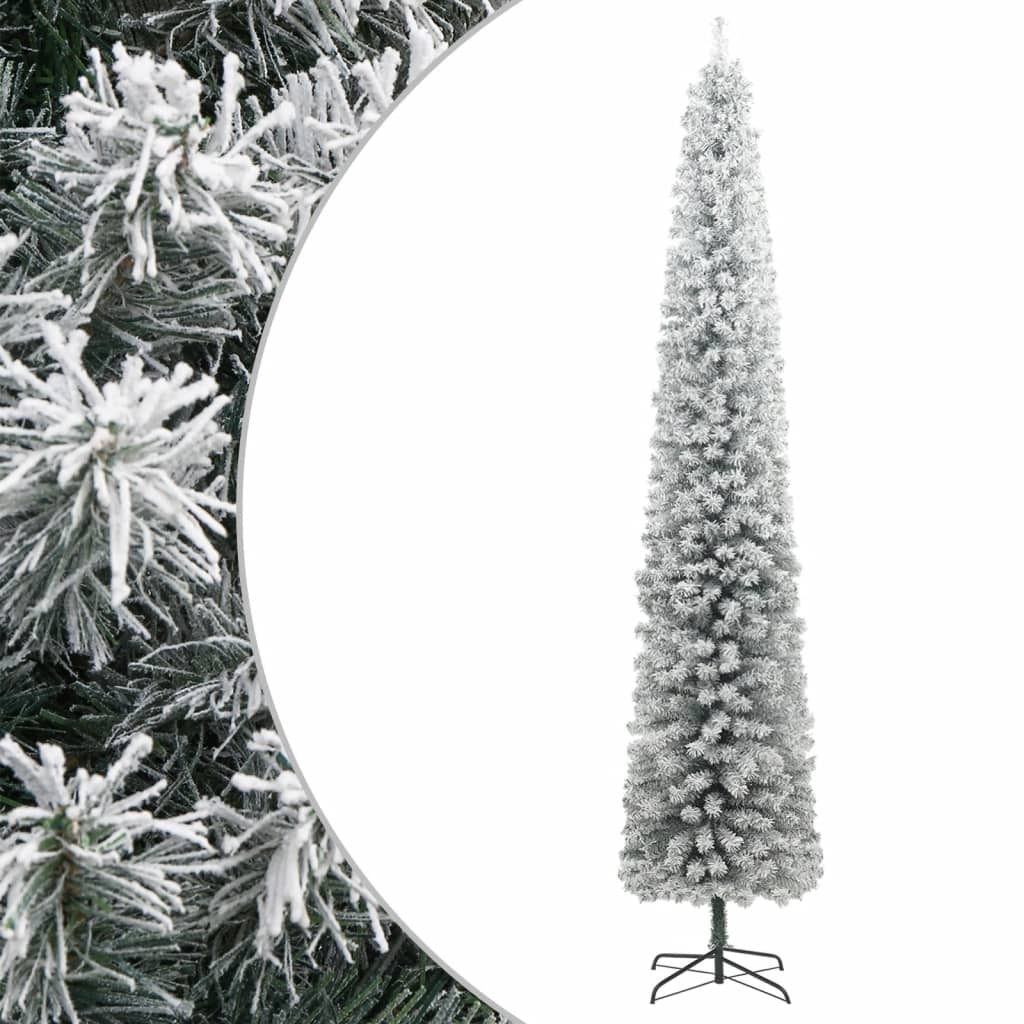 Berkfield Slim Christmas Tree with Stand and Flocked Snow 270 cm PVC