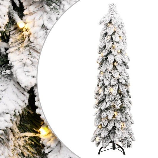 Berkfield Artificial Christmas Tree with 80 LEDs and Flocked Snow 150 cm