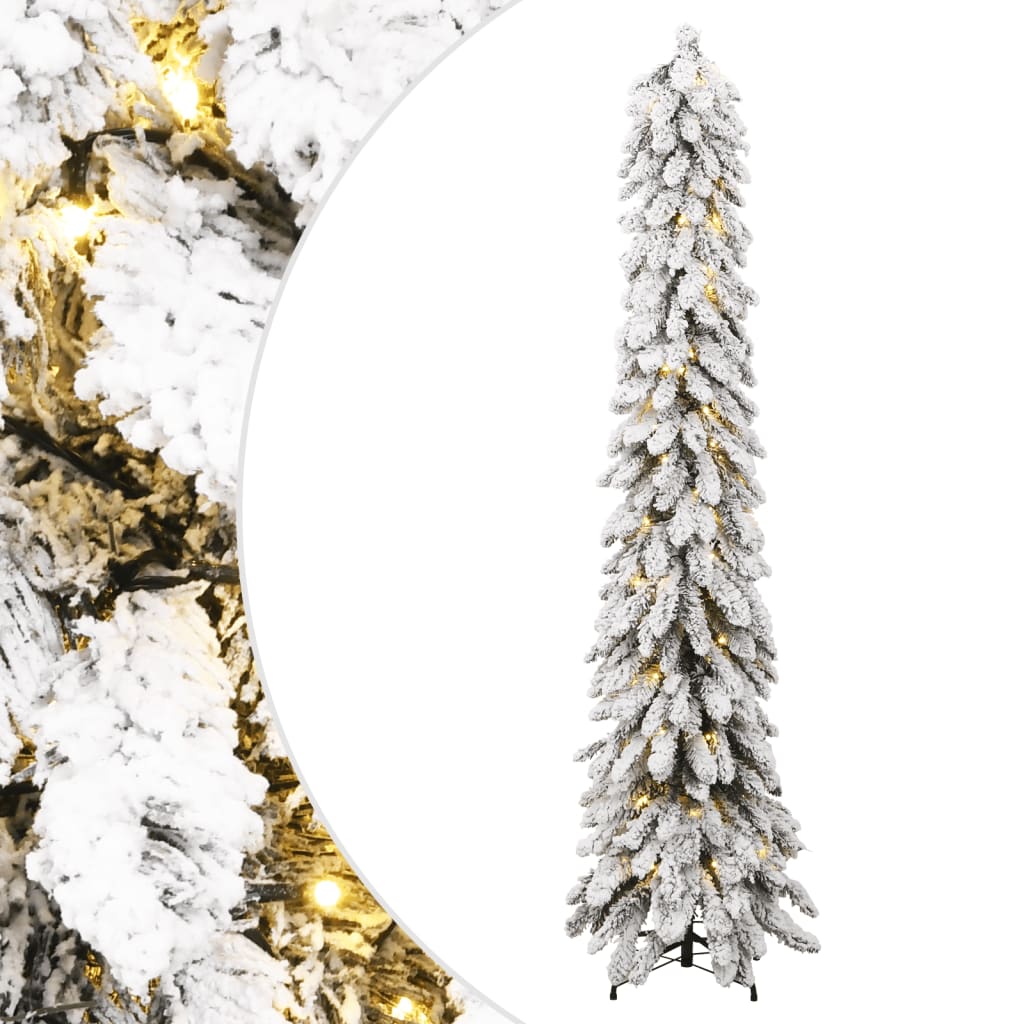 Berkfield Artificial Christmas Tree with 130 LEDs and Flocked Snow 210 cm