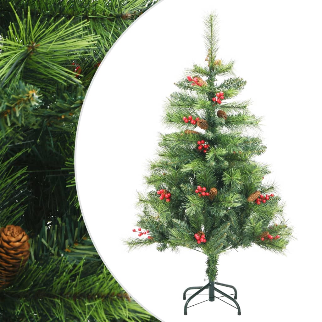 Berkfield Artificial Hinged Christmas Tree with Cones and Berries 120 cm