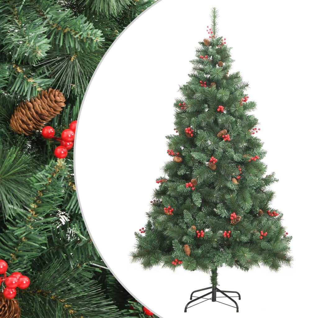 Berkfield Artificial Hinged Christmas Tree with Cones and Berries 180 cm