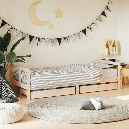 Berkfield Kids Bed Frame with Drawers 80x200 cm Solid Wood Pine