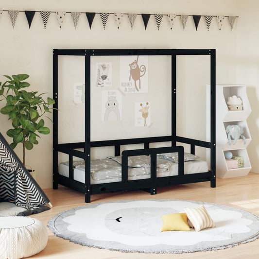 Berkfield Kids Bed Frame Black 70x140 cm Solid Wood Pine