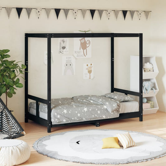 Berkfield Kids Bed Frame Black 80x160 cm Solid Wood Pine