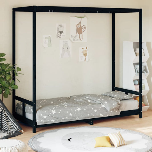 Berkfield Kids Bed Frame Black 80x200 cm Solid Wood Pine