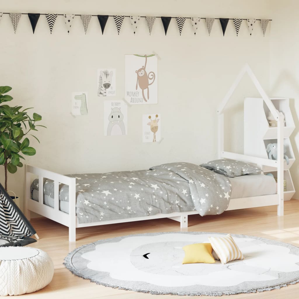 Berkfield Kids Bed Frame White 90x200 cm Solid Wood Pine