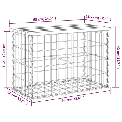 Berkfield Garden Bench Gabion Design 63x31.5x42 cm Solid Wood Pine