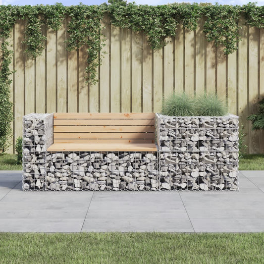 Berkfield Garden Bench with Gabion Basket Solid Wood Pine