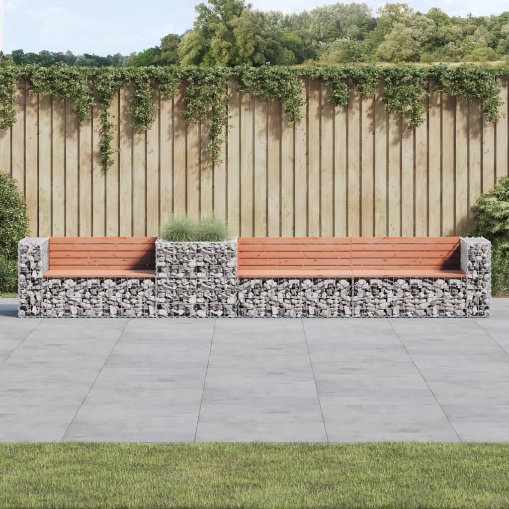 Berkfield Garden Bench with Gabion Basket Solid Wood Douglas
