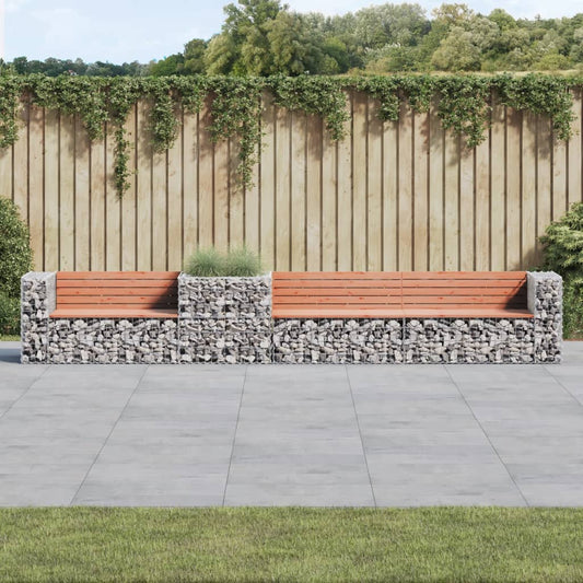 Berkfield Garden Bench with Gabion Basket Solid Wood Douglas