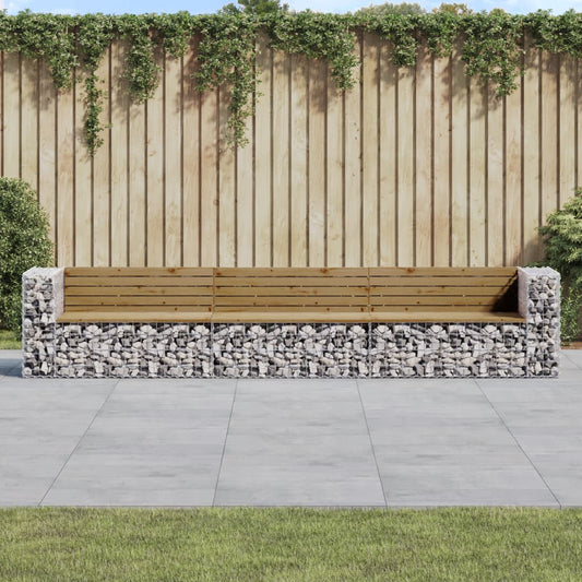 Berkfield Garden Bench Gabion Design 347x71x65.5 cm Impregnated Wood Pine