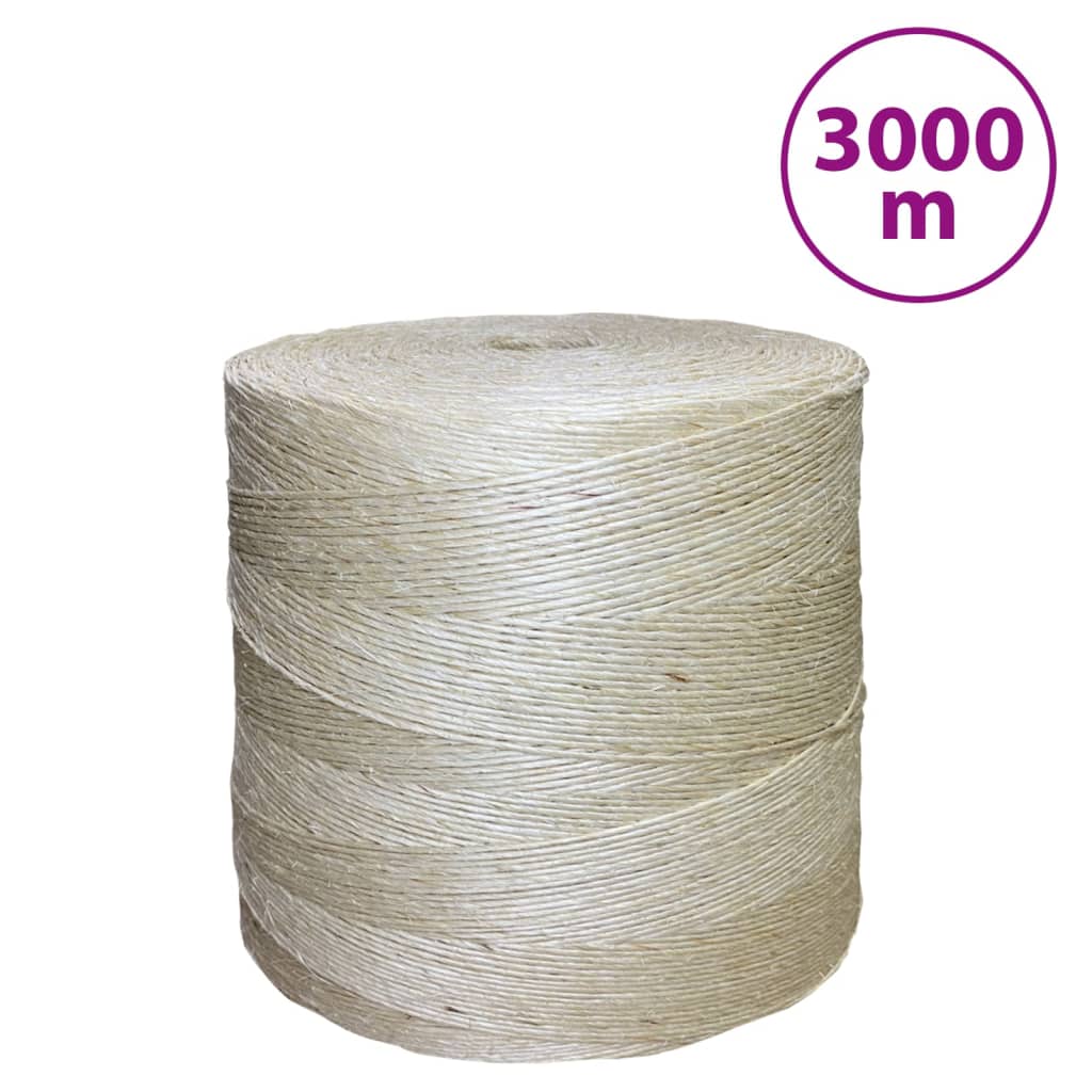 Berkfield Rope 100% Sisal 2 mm 3000 m