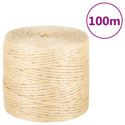 Berkfield Rope 100% Sisal 4 mm 100 m