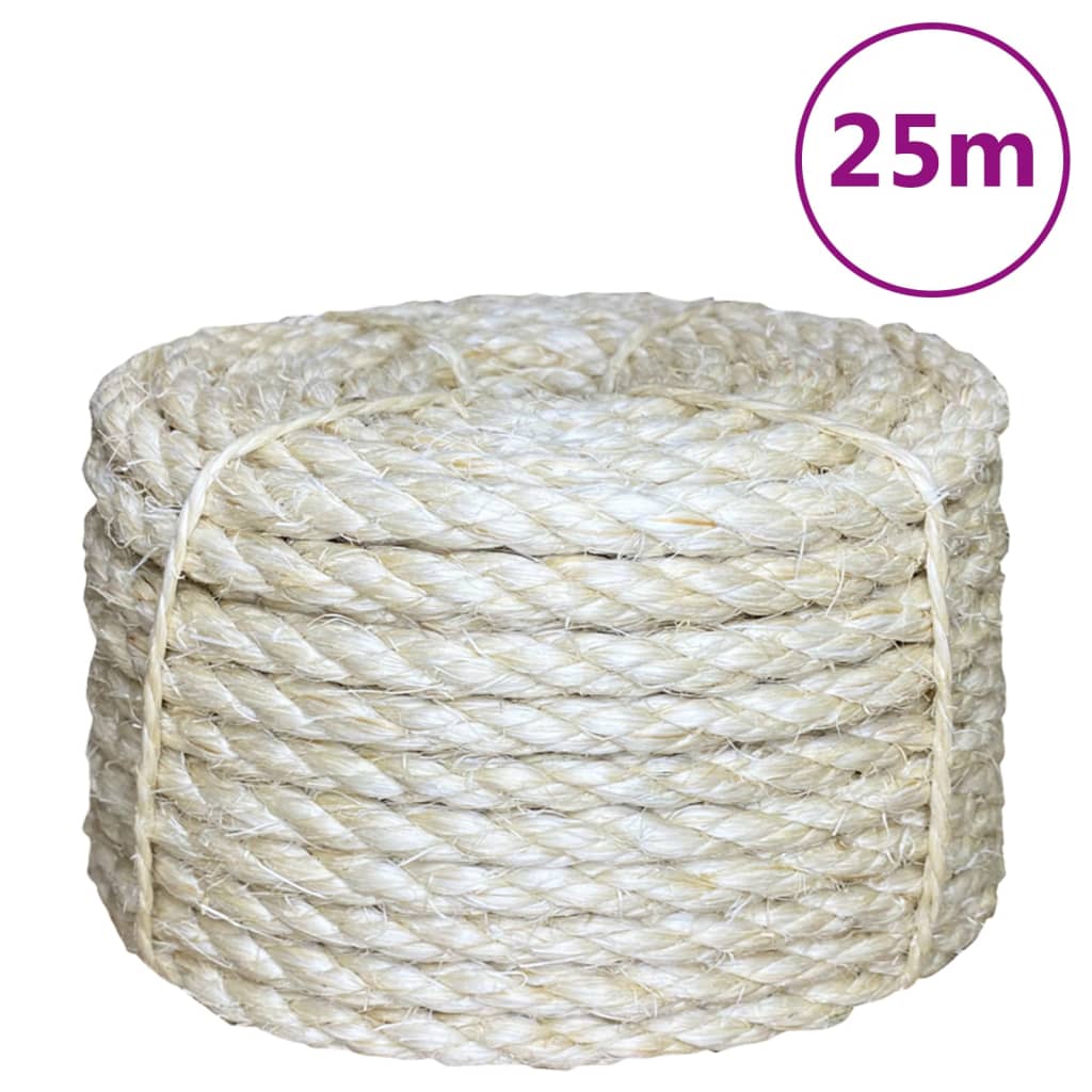 Berkfield Rope 100% Sisal 10 mm 25 m