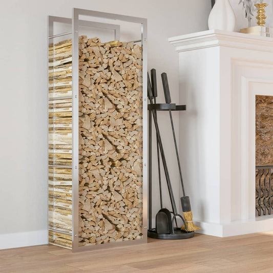 Berkfield Firewood Rack 50x28x132 cm Stainless Steel