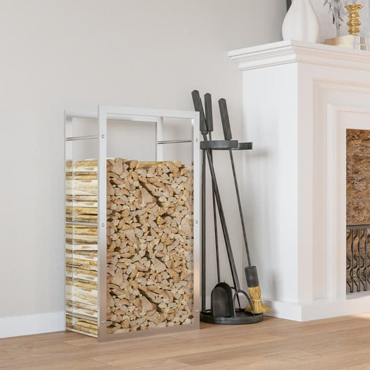 Berkfield Firewood Rack 80x28x154 cm Stainless Steel