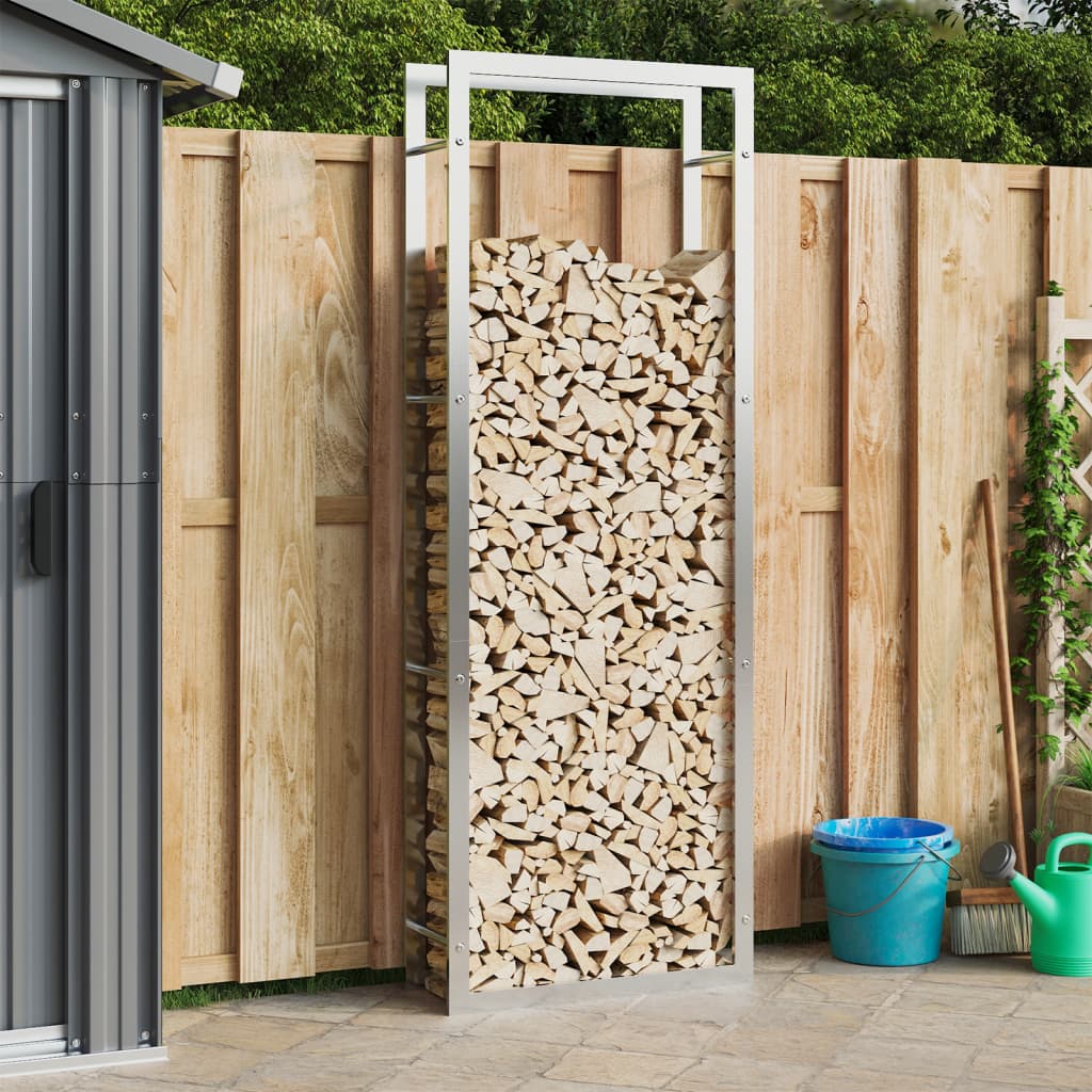 Berkfield Firewood Rack 80x28x222 cm Stainless Steel