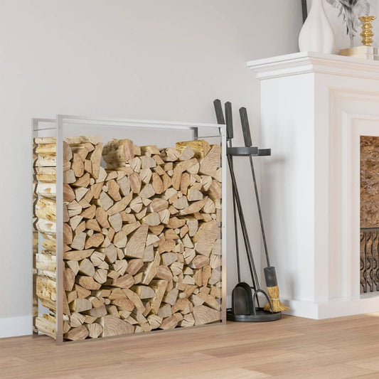 Berkfield Firewood Rack 110x28x116 cm Stainless Steel